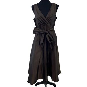 BCBG Paris Brown Bow Belt Formal Sleeveless Dress 10